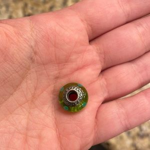 Lime green and teal pandora bead